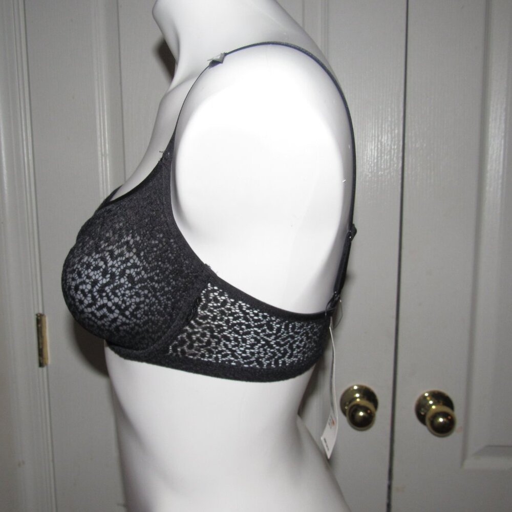 NWT DKNY Modern Lace Unlined Demi Bra 32DD Black Sheer Mesh Underwire - Picture 3 of 9